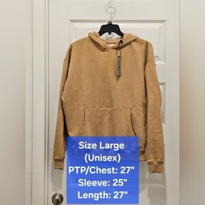 Prime Essentials Men's Tan Hoodie, NWT, Size Large